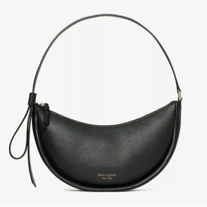 KATE SPADE SMALL SMILE SHOULDER PURSE/BAG • black leather • crescent shape